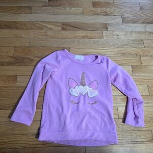 Girls' Pink Unicorn Heart Long Sleeve Top - Kids